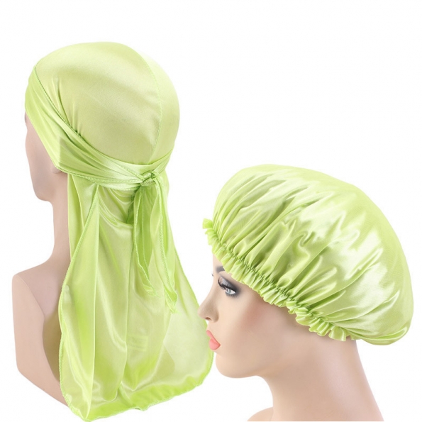 Light Green Silk Durag & Bonnet Set