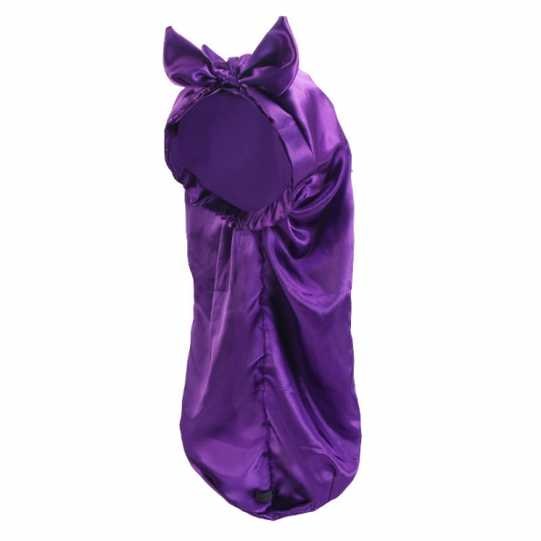 Braid Bonnet Bow Solid Color Purple