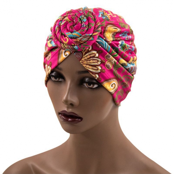 Turbans For Women Rose Red Chains Knotted
