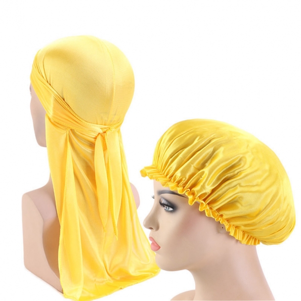 Yellow Silk Durag & Bonnet Set