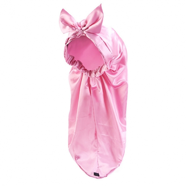 Braid Bonnet Bow Solid Color Pink
