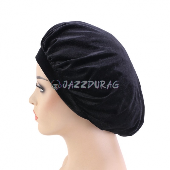 Velvet Bonnet Solid Color Black