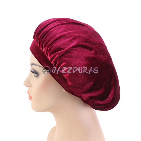 Velvet Bonnet Solid Color Red