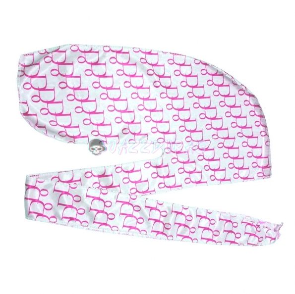 Silk Designer Durag Style 12 White Pink