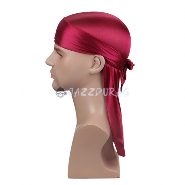 Silk Durag Solid Color Wine Red Print