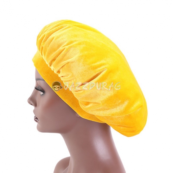 Velvet Bonnet Solid Color Yellow