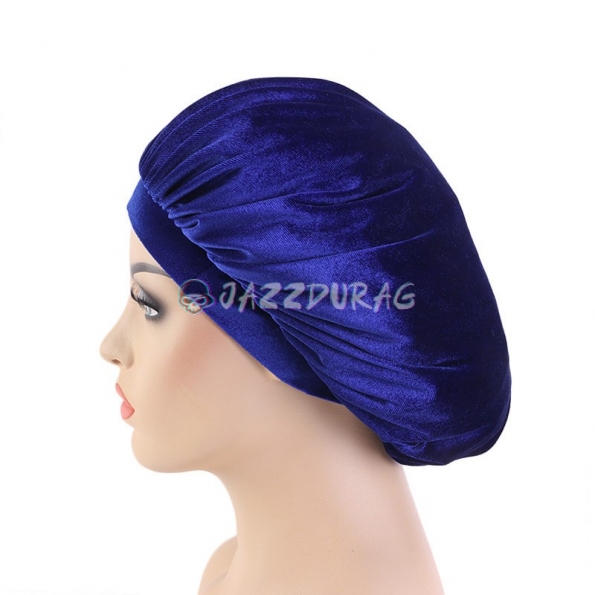 Velvet Bonnet Solid Color Blue