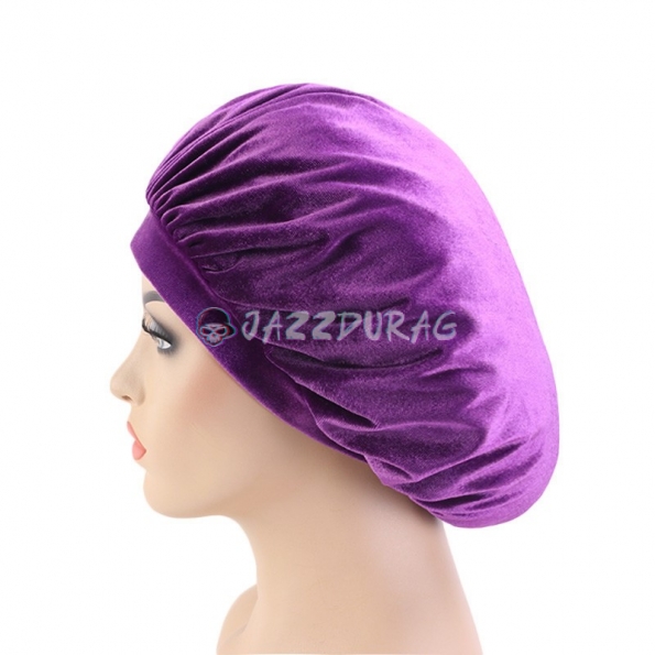 Velvet Bonnet Solid Color Purple