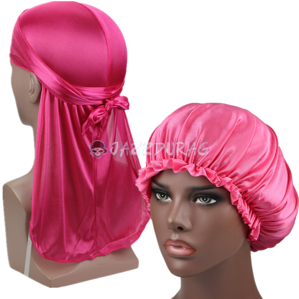 Rose Pink Silk Durag and Bonnet Set