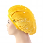 Velvet Bonnet Solid Color Beads Yellow