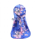 Silky Floral Durag and Bonnet Set Blue