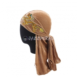 Durag Velours Broderie Dragon Kaki
