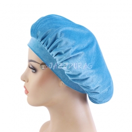 Velvet Bonnet Solid Color Sky Blue
