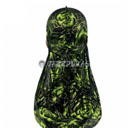 Silk Durag Rose Print Black Green