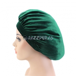 Velvet Bonnet Solid Color Green