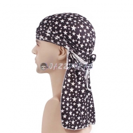 Silk Durag Black White Stars