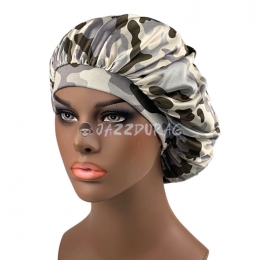 Camo Printing Satin Bonnet Gray
