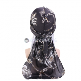 Chains Printing Silky Durag Black