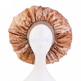 Big Paisley Bandana Satin Bonnet Khaki