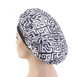 Geometric Silk Bonnet Black White