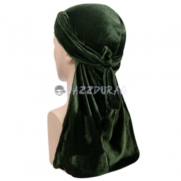 Durag Velours Couleur Unie Imprimé Vert Foncé