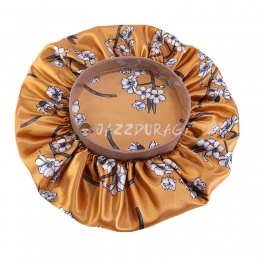 Hair Bonnet Flower Print Brown