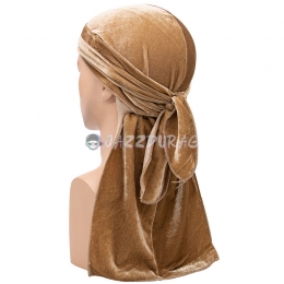 Durag Velours Couleur Unie Marron Imprimé