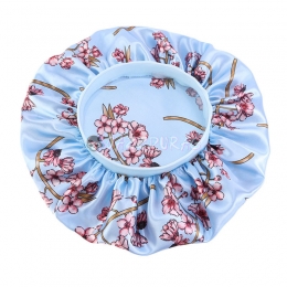 Hair Bonnet Flower Print Blue