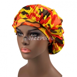 Camo Printing Satin Bonnet Orange