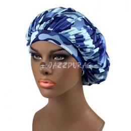 Camo Printing Satin Bonnet Royal Blue