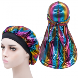 Shiny Durag and Bonnet Set Black