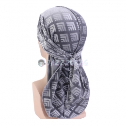 Gray Velvet Durag Stereoscopic Hot Pressing