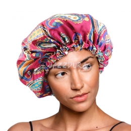 Double Sided Satin Bonnet Wine Red