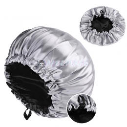 Bonnet en Satin Argent et Noir