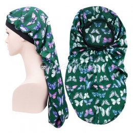 Braid Bonnet Butterfly Pattern Green Print