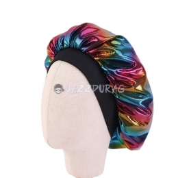 Kids Shiny Silky Bonnet Black