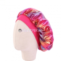 Kids Shiny Silky Bonnet Rose Red