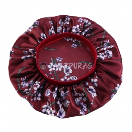 Hair Bonnet Flower Print Red
