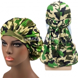 Camo Durag and Bonnet Set Green