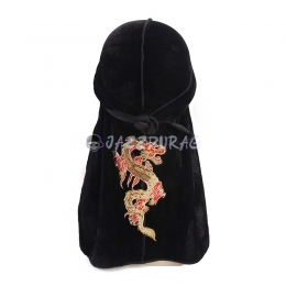 Velvet Durag Black Dragon Pattern