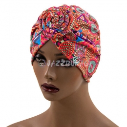 Turbans For Women Orange Red Chains Knotted