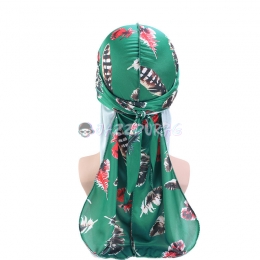 Feather Printing Silky Durag Green