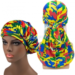 Camo Durag and Bonnet Set Colorful