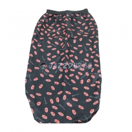 Braid Bonnet Red Flower Pattern Black Print