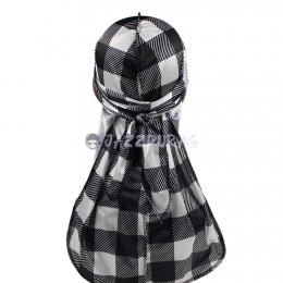 Tartan Silk Durag Black and White