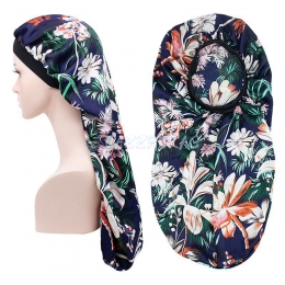 Braid Bonnet Flower Pattern Black Print