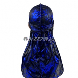 Silk Durag Rose Print Black Blue