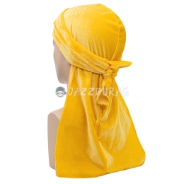 Durag Velours Couleur Unie Imprimé Jaune