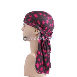Silk Durag Black Red Stars