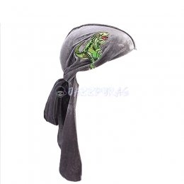 Gray Velvet Durag Dinosaur Print